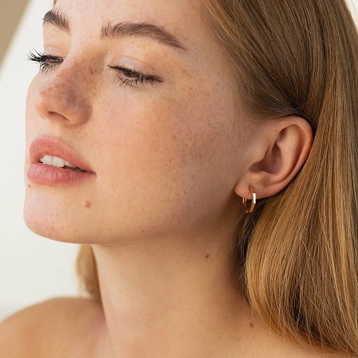 Серьги - кольца "Геометрия" в красном золоте с08571 2