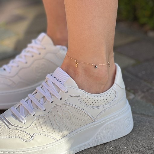 Золотой браслет "Ключики" на ногу (фианиты) б04880 3