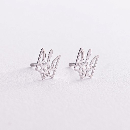 Золотые серьги - пусеты "Герб Украины - Тризуб" с07943