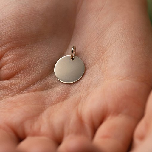 Кулон для гравировки в желтом золоте (14 мм) п03522 2