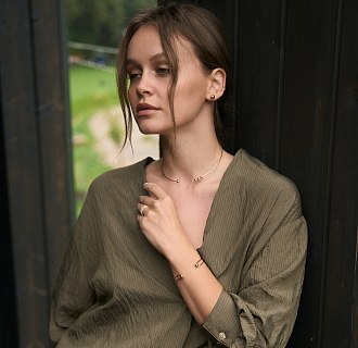 Жесткий браслет "Marlene" с шариками (желтое золото) б05603 №6