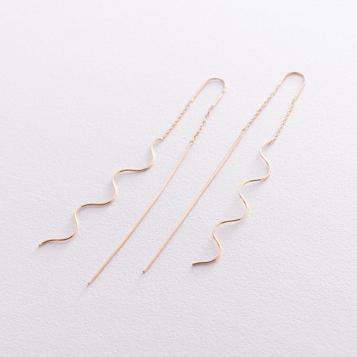 Серьги - протяжки "Милли" в желтом золоте с07382 2