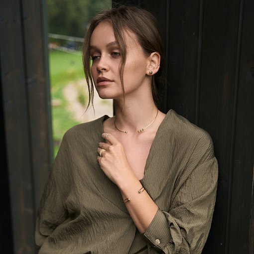 Жесткий браслет "Marlene" с шариками (желтое золото) б05603 6