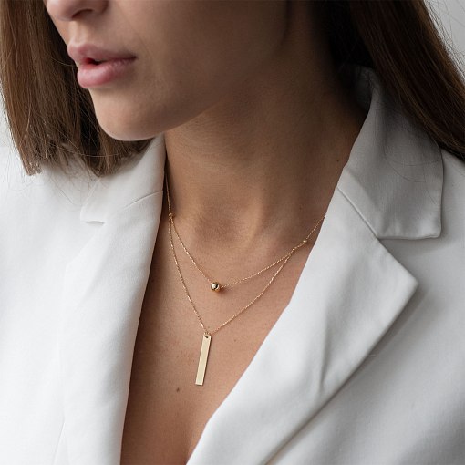 Кольє з кулькою в жовтому золоті (можливе гравіювання) кол01743