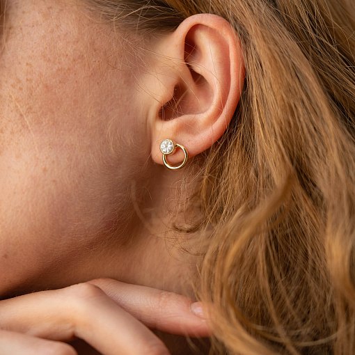 Серьги - пусеты "Эйприл" с фианитами (желтое золото) с08224 7