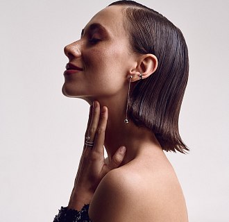 Сережка - каффа в білому золоті с06378 №5