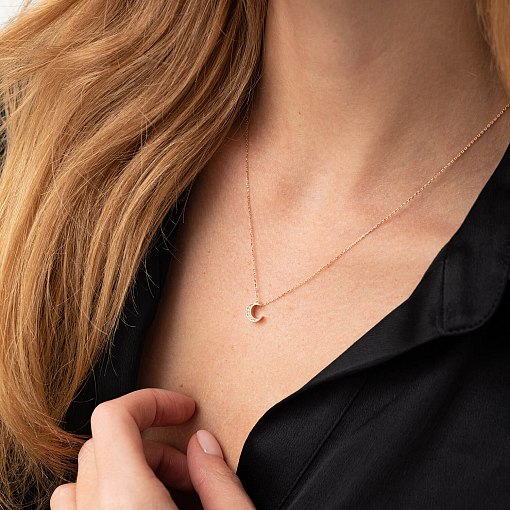 Колье "Луна" с фианитами (красное золото) кол02309 6