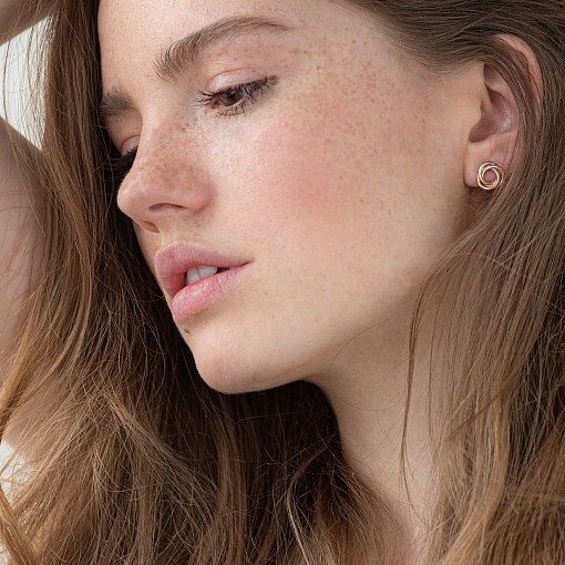 Серьги - пусеты "Увлечение" в красном золоте с06922 3