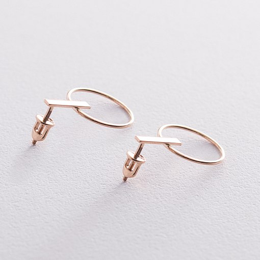 Серьги - пусеты "Уверенность" в красном золоте с06681 3