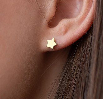 Сережки-пусети Зірочки в жовтому золоті с06193 №2