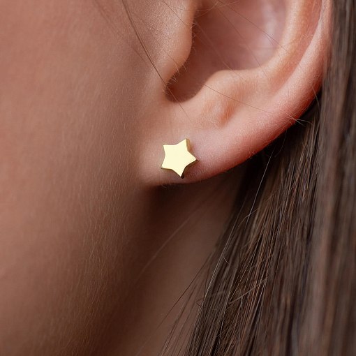 Серьги-пусеты Звездочки в желтом золоте с06193 2