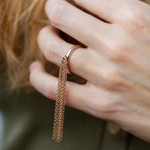 Кольцо с цепочками (красное золото) к07623 4