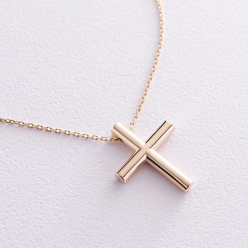 Колье с крестиком в желтом золоте кол02355 4