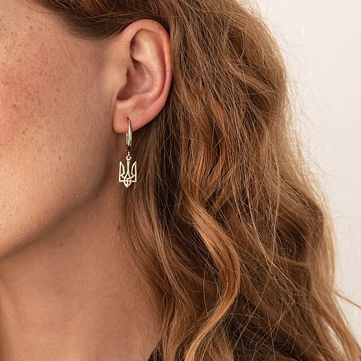 Серьги "Герб Украины - Тризуб" в желтом золоте с08053 2