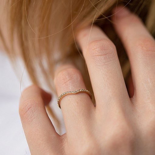 Кольцо "Особенное" с фианитами (желтое золото) к07467 6