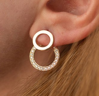 Серьги - джекеты "Sophia" в красном золоте (фианиты) с09093 №4