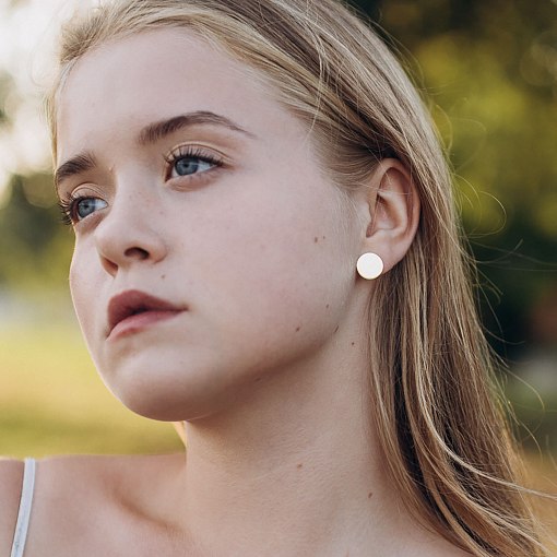 Серьги-пусеты "Кружочки" из желтого золота с06491 7