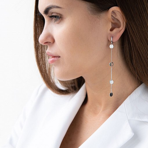 Серьги "Монетки" в белом золоте с07171 3