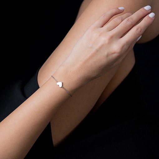 Браслет "Сердце" в белом золоте б04550 4