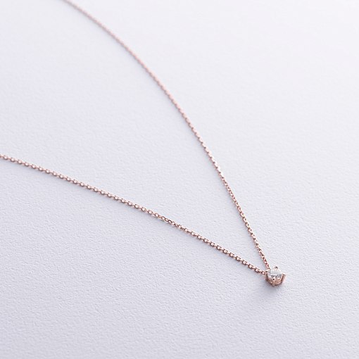 Золоте кольє з одним каменем (діамант) колб0112di 3