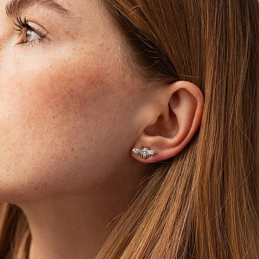 Золотые серьги - пусеты "Оса" с09122 4