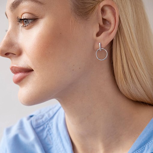 Серьги - пусеты "Уверенность" в белом золоте с06685 3