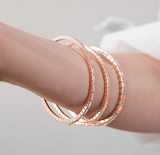 Жесткий золотой браслет "Кубики" б05613 №4