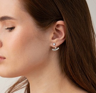 Сережки - джекети  в білому золоті (фіаніти) с09338 №4