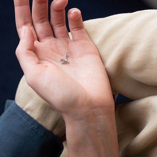 Кулон "Самолетик" в белом золоте п03549 2