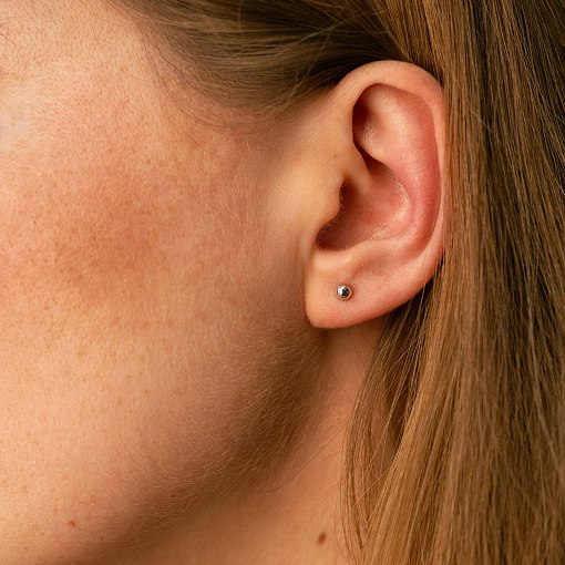 Серьги - пусеты "Шарики" в белом золоте с07300 6