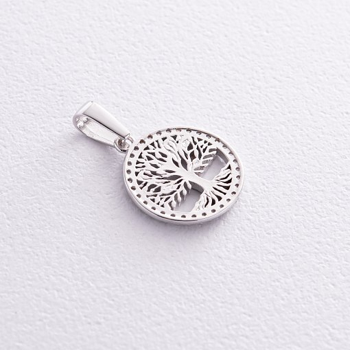 Кулон "Древо жизни" с фианитами (белое золото) п03820 4