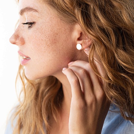 Золотые серьги - пусеты "Кружочки" с08037 4