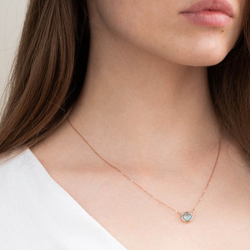 Кольє із блакитним топазом в червоному золоті кол01182 2