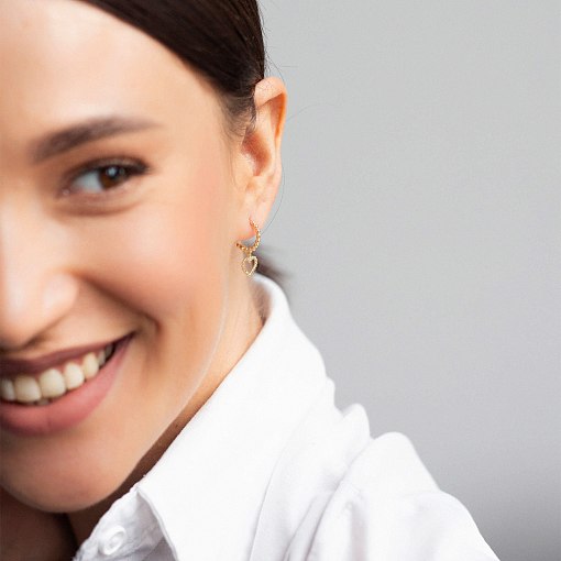 Серьги "Сердечки" в желтом золоте с07103 4