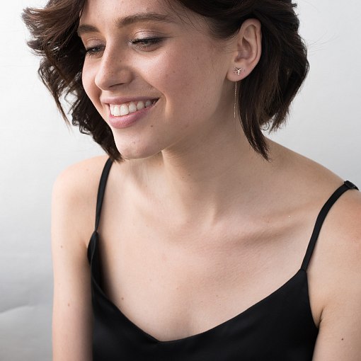 Серьги-протяжки в золоте "Самолетик" с06302 4