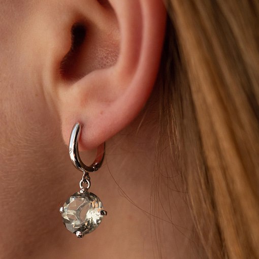 Золотые серьги "Влечение" с зеленым аметистом с05292 6