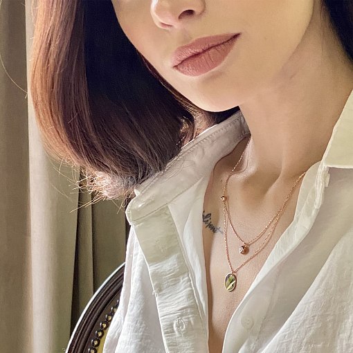 Подвійне золоте кольє з монеткою і фіанітом (можливе гравіювання) кол01573 7