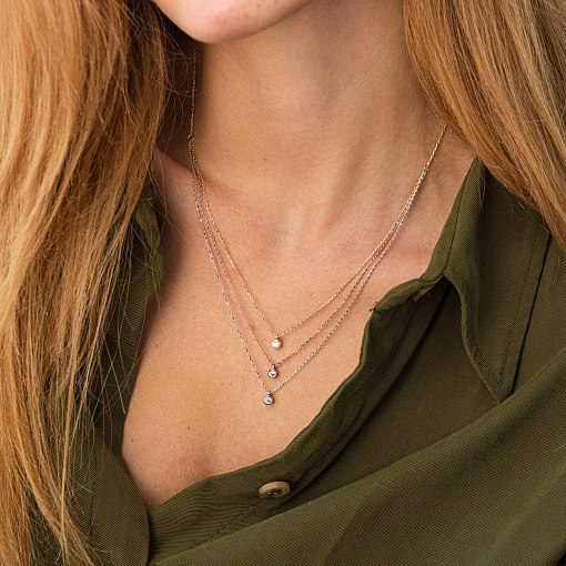 Тройное золотое колье с фианитами кол02310 2