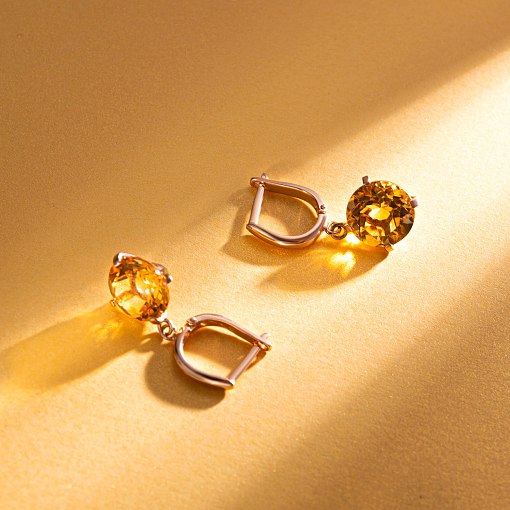 Золотые серьги "Влечение" с цитрином с05297 4