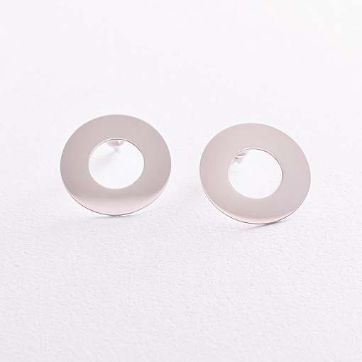 Золотые серьги - пусеты "Зеркальные" с07709 2