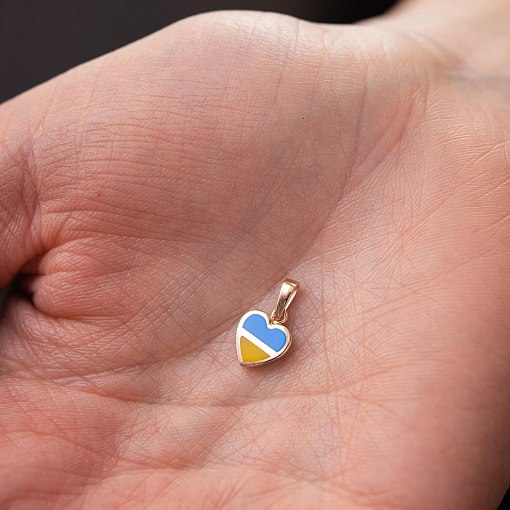 Кулон "С Украиной в сердце" в красном золоте (голубая и желтая эмаль) п03742 6