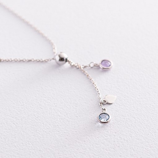 Золотой браслет (аметист, топаз) б04387 7