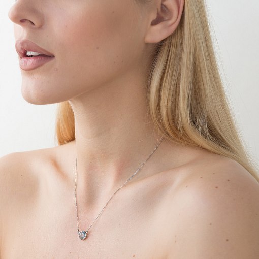 Кольє із блакитним топазом в білому золоті кол01325 4