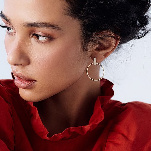 Серьги - пусеты "Уверенность" в желтом золоте с07749 3