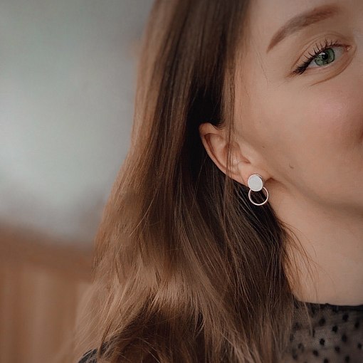 Золотые серьги-пусеты "Круги" с06687 6