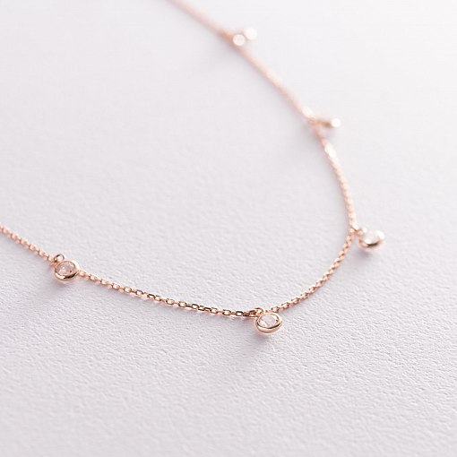 Колье из красного золота с фианитами кол01789 3