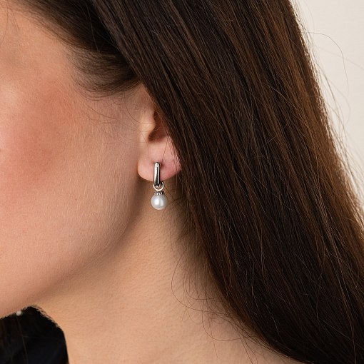 Золотые серьги с жемчугом с05836 2