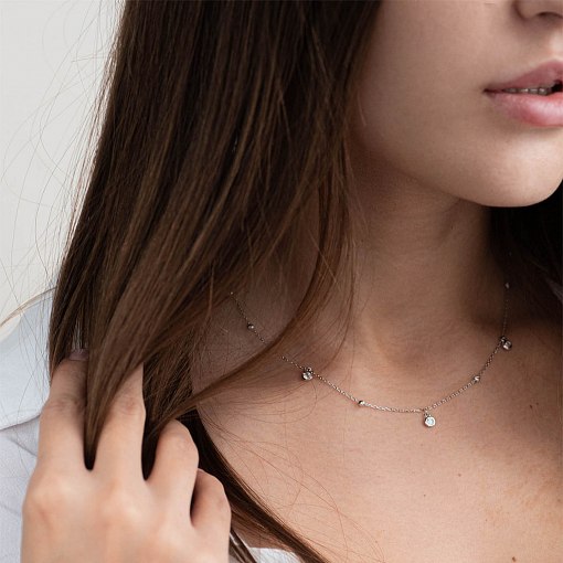 Кольє в білому золоті (фіаніти) кол01635 4