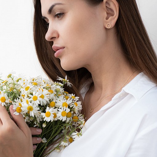 Серьги-пусеты "Гармония" в желтом золоте с06898 4