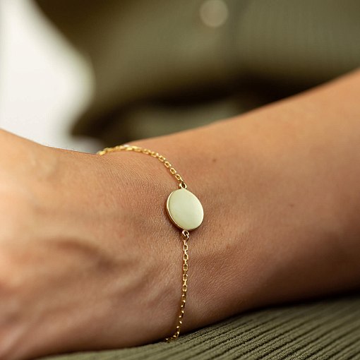 Браслет "Монетка" в желтом золоте (возможна гравировка) б04916 5